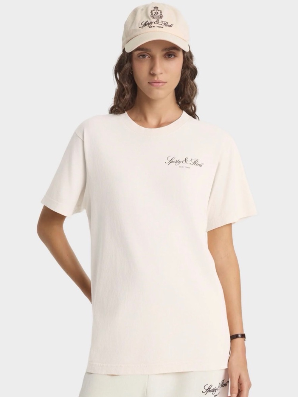 Sporty & Rich Vendome Cream T-Shirt  Logo Tee - NWT
